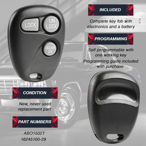 Key Fob Remote Keyless Entry 3 Button Replacement for 1996 1997 1998 1999 2000 2001 2002 Cadillac Escalade Chevrolet Blazer Camaro Suburban Tahoe GMC Jimmy Yukon (16245100-29) in Saudi Arabia