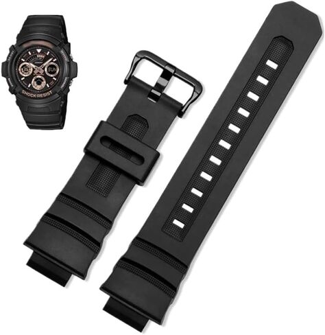 حزام ساعة مطاطي مناسب لحزام كاسيو G-SHOCK 4778 AW-591/590/5230AWG-M100/101 G-7700/7710 سوار سيليكون أسود للرجال مقاوم للماء in Kuwait