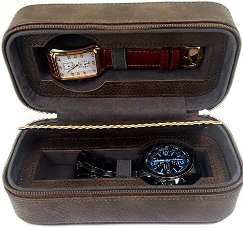 Tech Swiss Travel Watch Case Compact for 2 Watches Storage Protection Zipper in Kuwait