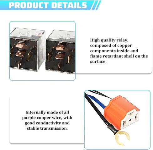Car H4 LED Headlight Wiring Harness, 12V Heavy Duty Vehicle Head Light Relay Harness Kit, Auto Dual Ground Problem Headlight Connector Socket Kit, Compatible with 9003 H6024 5x7 in Saudi Arabia