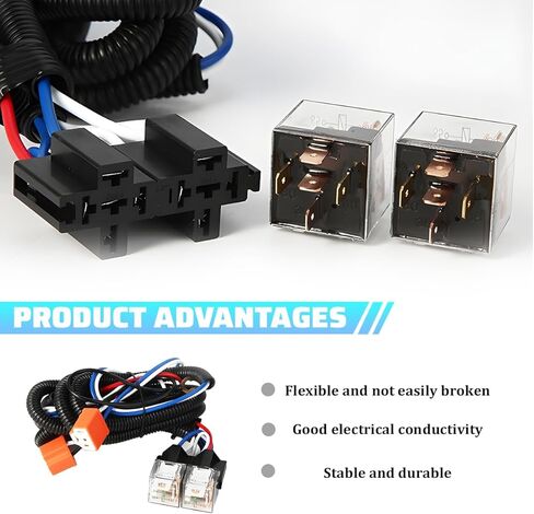 Car H4 LED Headlight Wiring Harness, 12V Heavy Duty Vehicle Head Light Relay Harness Kit, Auto Dual Ground Problem Headlight Connector Socket Kit, Compatible with 9003 H6024 5x7 in Saudi Arabia