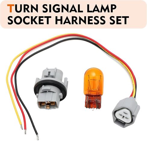 3 PCS Turn Signal Light Socket and Wiring Harness Set, Connector Replacement Kit with Amber Bulb, Compatible with Nissan Altima Rogue Pathfinder, Replace Part Number 26243-5HA0A in Kuwait