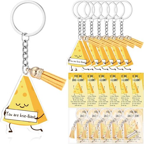 12 Sets Funny Cheese Keychain Bulk Inspirational Positive Gift for Employees Coworkers with Emotional Support Cards in Saudi Arabia