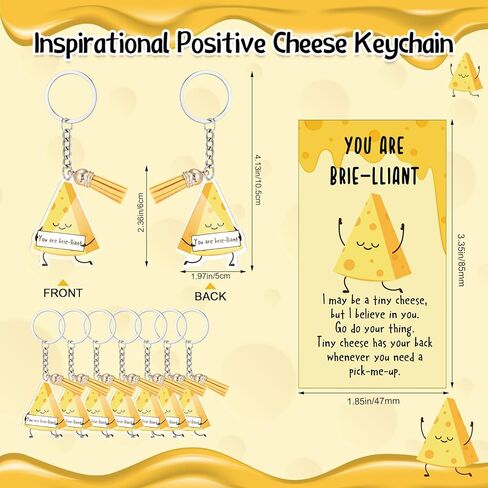 12 Sets Funny Cheese Keychain Bulk Inspirational Positive Gift for Employees Coworkers with Emotional Support Cards in Saudi Arabia