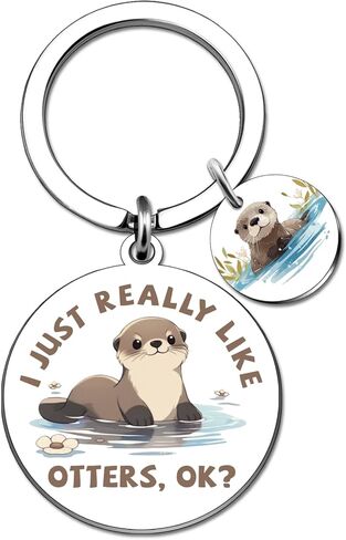Otter Gifts for Women Men Cute Sea Otter Keychain Gifts for Otters Lovers Unique Birthday Christmas Gift Ideas Otter's Stuff Accessories Decor I Just Really Like Otters Key Chain in Saudi Arabia