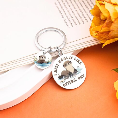 Otter Gifts for Women Men Cute Sea Otter Keychain Gifts for Otters Lovers Unique Birthday Christmas Gift Ideas Otter's Stuff Accessories Decor I Just Really Like Otters Key Chain in Saudi Arabia
