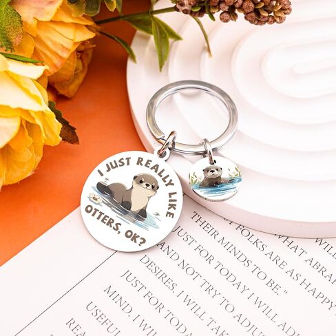 Otter Gifts for Women Men Cute Sea Otter Keychain Gifts for Otters Lovers Unique Birthday Christmas Gift Ideas Otter's Stuff Accessories Decor I Just Really Like Otters Key Chain in Saudi Arabia