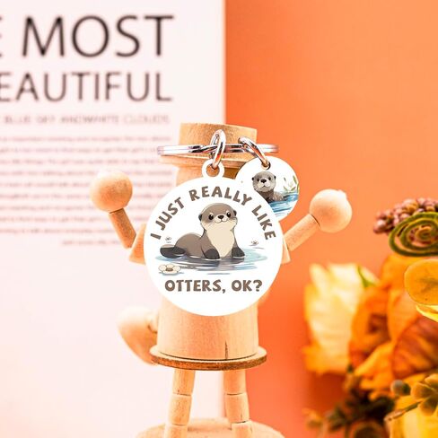 Otter Gifts for Women Men Cute Sea Otter Keychain Gifts for Otters Lovers Unique Birthday Christmas Gift Ideas Otter's Stuff Accessories Decor I Just Really Like Otters Key Chain in Saudi Arabia