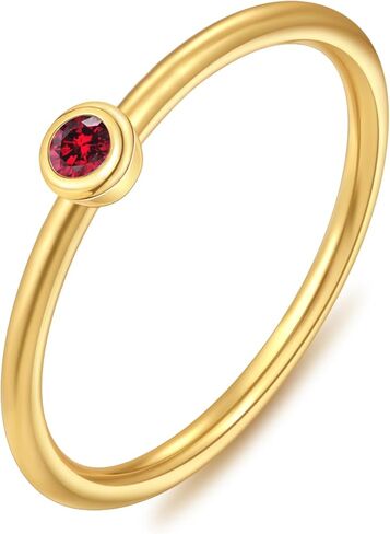 Birthstone Rings for Women Teen Girls Non Tarnish 14K Gold Plated Sterling Silver Stackable Birthday Gifts for Mom Dainty Emerald Green Blue CZ Gemstone Ring for Mothers Daughter Bridesmaid Gifts Jewelry in Kuwait