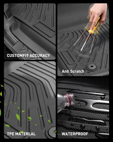 CreekT® All Weather Floor Mats for Ford F150 2010-2014 SuperCrew/Crew Cab (Only for 1st Row Bucket Seat), Heavy Duty Waterproof Car Truck Rubber Floor Mats Fit for Ford F-150 XL, XLT Accessories in Kuwait
