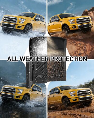 CreekT® All Weather Floor Mats for Ford F150 2010-2014 SuperCrew/Crew Cab (Only for 1st Row Bucket Seat), Heavy Duty Waterproof Car Truck Rubber Floor Mats Fit for Ford F-150 XL, XLT Accessories in Kuwait