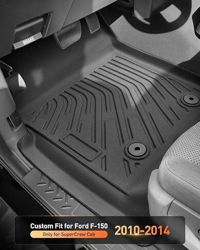 CreekT® All Weather Floor Mats for Ford F150 2010-2014 SuperCrew/Crew Cab (Only for 1st Row Bucket Seat), Heavy Duty Waterproof Car Truck Rubber Floor Mats Fit for Ford F-150 XL, XLT Accessories in Kuwait