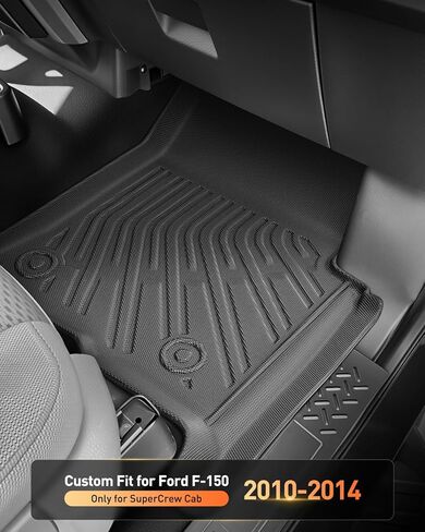 CreekT® All Weather Floor Mats for Ford F150 2010-2014 SuperCrew/Crew Cab (Only for 1st Row Bucket Seat), Heavy Duty Waterproof Car Truck Rubber Floor Mats Fit for Ford F-150 XL, XLT Accessories in Kuwait