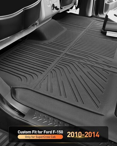 CreekT® All Weather Floor Mats for Ford F150 2010-2014 SuperCrew/Crew Cab (Only for 1st Row Bucket Seat), Heavy Duty Waterproof Car Truck Rubber Floor Mats Fit for Ford F-150 XL, XLT Accessories in Kuwait