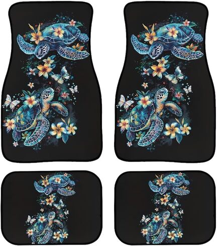 Rubber Floor Mats for Car Non Slip Carpet Mats Set of 4 Universal Fit Car Truck Sedan Van SUV Floor Cushion Pad（Cow Print Aztec Ethnic Classic Stripes） in Saudi Arabia