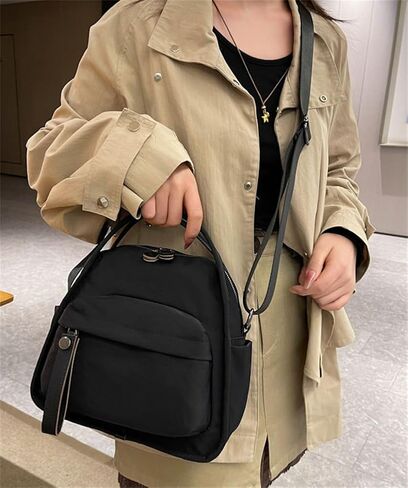 Canvas Nylon Shoulder Bags for Women Casual Solid Crossbody Handbag Trendy Top Handle Purse Satchel Travel Commute in Saudi Arabia