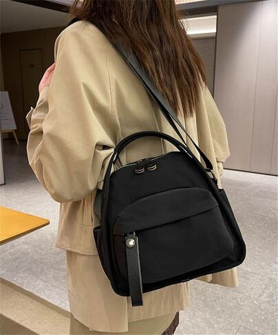 Canvas Nylon Shoulder Bags for Women Casual Solid Crossbody Handbag Trendy Top Handle Purse Satchel Travel Commute in Saudi Arabia