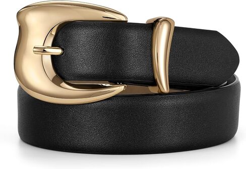 TRIWORKS Belts for Women Leather Waist Belt with Gold Buckle Fashion Womens Belt for Jeans Pants Dress in Kuwait