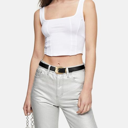 TRIWORKS Belts for Women Leather Waist Belt with Gold Buckle Fashion Womens Belt for Jeans Pants Dress in Kuwait