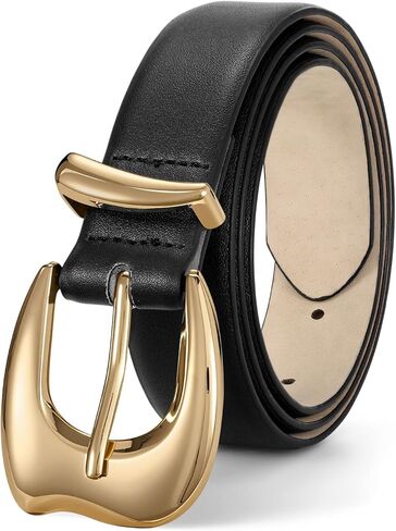 TRIWORKS Belts for Women Leather Waist Belt with Gold Buckle Fashion Womens Belt for Jeans Pants Dress in Kuwait