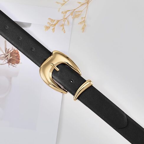 TRIWORKS Belts for Women Leather Waist Belt with Gold Buckle Fashion Womens Belt for Jeans Pants Dress in Kuwait