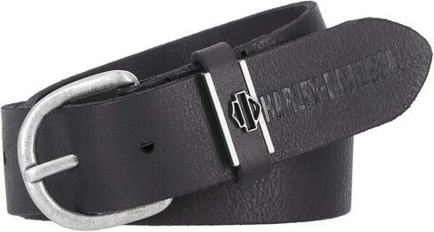 Harley-Davidson Women's Metal Bar & Shield Detail Keeper Leather Belt, Black in Saudi Arabia