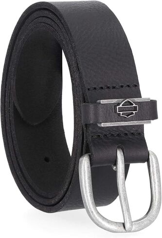 Harley-Davidson Women's Metal Bar & Shield Detail Keeper Leather Belt, Black in Saudi Arabia
