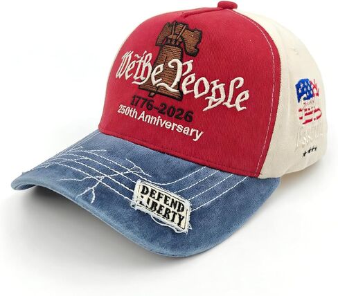 250 Years American Anniversary Cap,1776-2026 Anniversary hat, Adjustable & Embroidered Canvas Baseball Hat, 250th US Hat for Men&Women Colorful in Kuwait