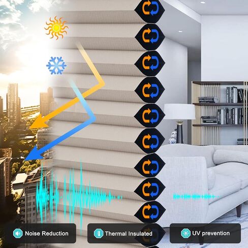 Changshade Cordless Cellular Shades, Blackout Honeycomb Shades for Windows, Pull Down Pleated Blinds, Easy to Install for Indoor Windows and French Doors,71" W x 72" H, Beige in Kuwait