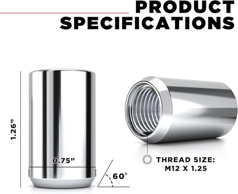 White Knight 2806-4 Chrome Tuner Acorn Lug Nut with Key - 4 Piece, Onesize in Saudi Arabia