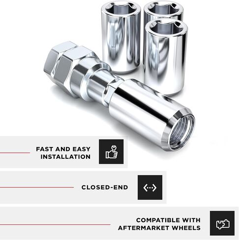 White Knight 2806-4 Chrome Tuner Acorn Lug Nut with Key - 4 Piece, Onesize in Saudi Arabia