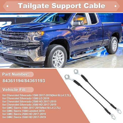 No.84361194/84361193 كابل دعم الباب الخلفي لسيارة شيفروليه سيلفرادو لسيارة GMC Sierra 1500 2500 HD 3500 HD 2017-2019 كابل رفع الباب الخلفي الخلفي الجانب الأيسر والأيمن in Saudi Arabia