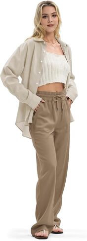Women's Linen Shirts Casual Button Down Linen Tops for Women Long Sleeve Loose Fit for Summer Beach Vacation in Saudi Arabia