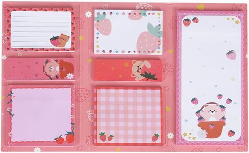 Sticky Notes Set, Blue and Pink, Gingham Pattern with Bow Design, Multi-Size Memo Pads for Planners and Journaling for Work Study School Supplies Adults Office (Blue) in Kuwait