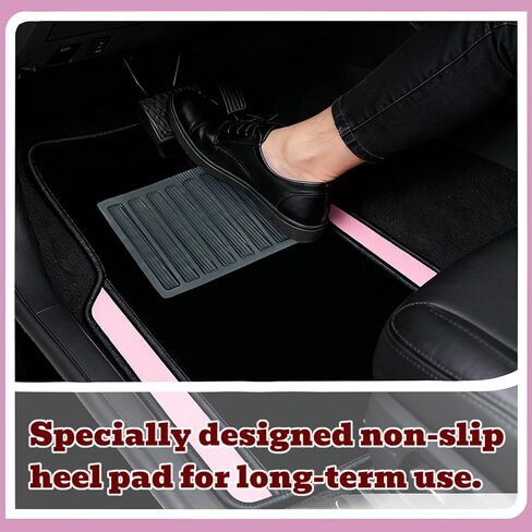 4 Piece Black and Pink Car Floor Mats,PU Leather Waterproof Anti-Slip Auto Mats,Front & Rear Car Liners,Universal Fit for Most Vehicles in Saudi Arabia