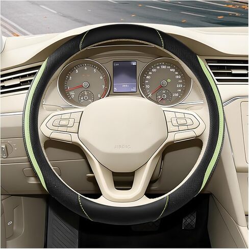 Car Steering Wheel Cover, Microfiber Fashionable Breathable Vehicle Steering Wheel Guard with Inner Ring, Automotive Interior Protective Accessories, Universal for SUV RV Truck (Green) in Saudi Arabia