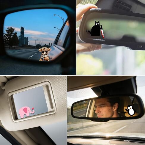 2Pack Highland Cow Car Mirror Decal - Cute Moo-tivational Rear View Mirror Sticker,Waterproof Vinyl Car Decals,Cows Car Accessories Decor,Highland Cow Lovers Gifts for Women Men in Saudi Arabia
