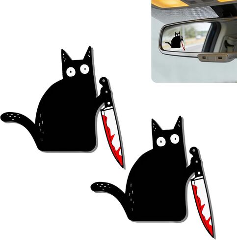 2Pack Highland Cow Car Mirror Decal - Cute Moo-tivational Rear View Mirror Sticker,Waterproof Vinyl Car Decals,Cows Car Accessories Decor,Highland Cow Lovers Gifts for Women Men in Saudi Arabia