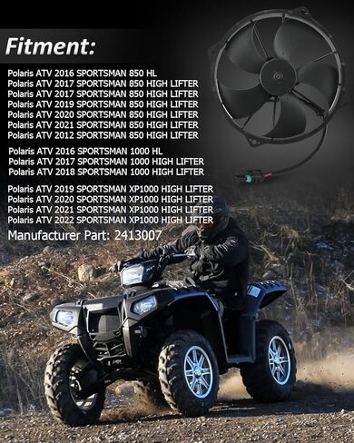 Radiator Cooling Fan for Polaris Sportsman 850 High Lifter & 1000 XP (2016-2022) - Replaces OEM 2413007 - High-Performance Engine Cooling Fan Assembly, Plug-and-Play Installation in Saudi Arabia