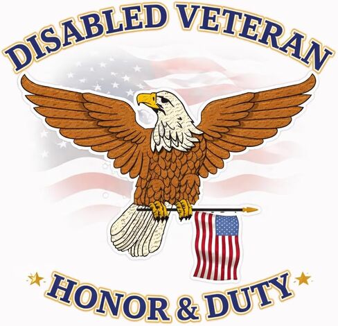 Disabled Veteran Honor and Duty Eagle Shield Vinyl Sticker Waterproof Decal Laptop Wall Window Bumper Sticker 5" in Saudi Arabia