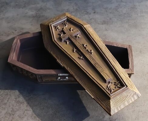 صندوق مجوهرات مزخرف من Ebros Vampire Dracula Crucifix Coffin صندوق مجوهرات Rest In Peace Casket Trinket Box تمثال مقاس 8 بوصات L Ossuary Macabre Halloween متعطش للدماء in Saudi Arabia