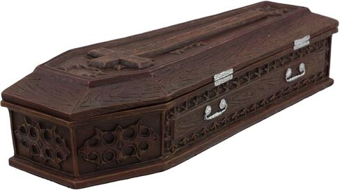 صندوق مجوهرات مزخرف من Ebros Vampire Dracula Crucifix Coffin صندوق مجوهرات Rest In Peace Casket Trinket Box تمثال مقاس 8 بوصات L Ossuary Macabre Halloween متعطش للدماء in Saudi Arabia