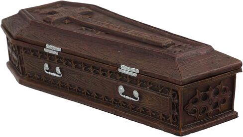 صندوق مجوهرات مزخرف من Ebros Vampire Dracula Crucifix Coffin صندوق مجوهرات Rest In Peace Casket Trinket Box تمثال مقاس 8 بوصات L Ossuary Macabre Halloween متعطش للدماء in Saudi Arabia