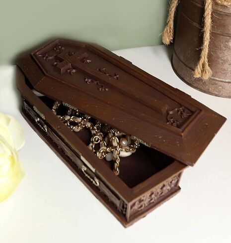 صندوق مجوهرات مزخرف من Ebros Vampire Dracula Crucifix Coffin صندوق مجوهرات Rest In Peace Casket Trinket Box تمثال مقاس 8 بوصات L Ossuary Macabre Halloween متعطش للدماء in Saudi Arabia