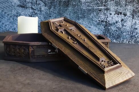 صندوق مجوهرات مزخرف من Ebros Vampire Dracula Crucifix Coffin صندوق مجوهرات Rest In Peace Casket Trinket Box تمثال مقاس 8 بوصات L Ossuary Macabre Halloween متعطش للدماء in Saudi Arabia
