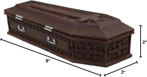 صندوق مجوهرات مزخرف من Ebros Vampire Dracula Crucifix Coffin صندوق مجوهرات Rest In Peace Casket Trinket Box تمثال مقاس 8 بوصات L Ossuary Macabre Halloween متعطش للدماء in Saudi Arabia