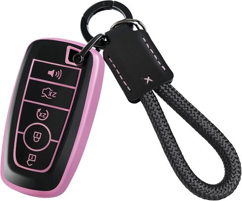 EnerCharge for Ford Key Fob Cover with Keychain, Black TPU Key Case Shell for Ford Explorer Fusion Escape Edge Expedition F150 F250 F350 F450 F550 Maverick Mustang (Black Purple) in Saudi Arabia