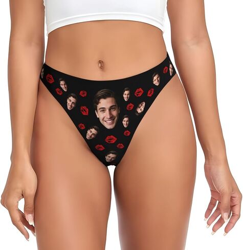 Personalized Thongs With Face,Custom Thong For Women, Customized Underwear Panties With Photo Funny Gift in Kuwait