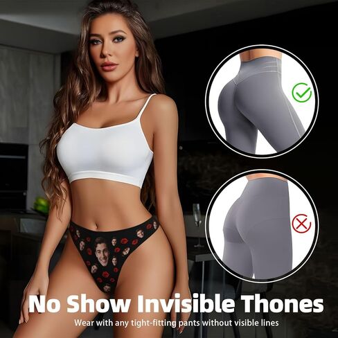 Personalized Thongs With Face,Custom Thong For Women, Customized Underwear Panties With Photo Funny Gift in Kuwait