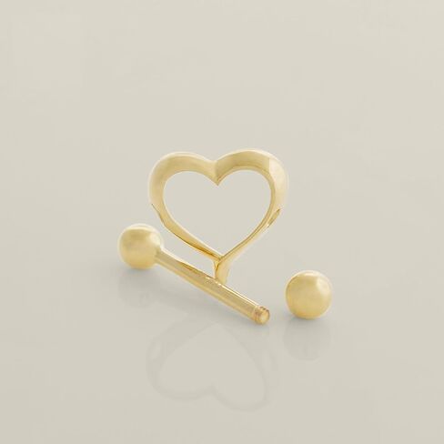 ANYGOLDS 14k Solid Gold Heart Barbell Nipple Piercing - 14 Gauge Body Jewelry With Heart & Screwball Closure - Cute & Dainty Ring - 1pcs in Kuwait